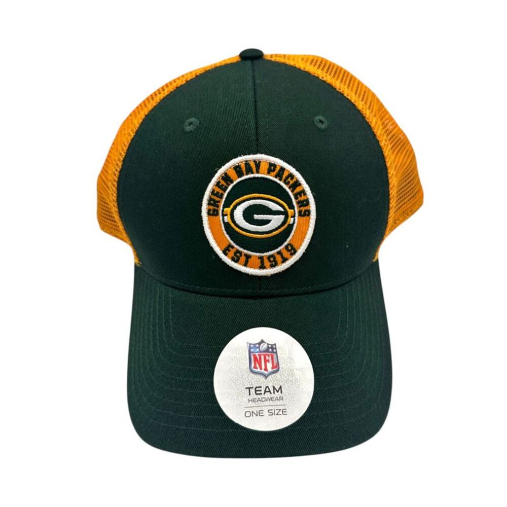 NFL Green Bay Packers EST 1919 Patch Two Tone Trucker Cap, One Size